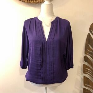 a.n.a. Splitneck Elbow Sleeve Royal Purple Top